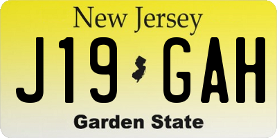 NJ license plate J19GAH