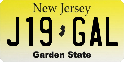 NJ license plate J19GAL