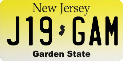 NJ license plate J19GAM