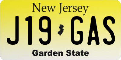 NJ license plate J19GAS