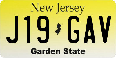NJ license plate J19GAV