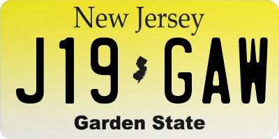NJ license plate J19GAW