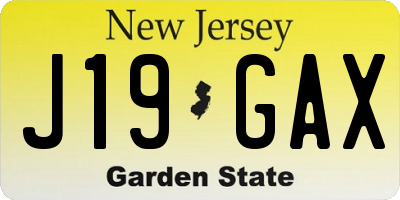 NJ license plate J19GAX