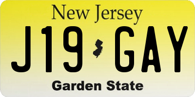 NJ license plate J19GAY