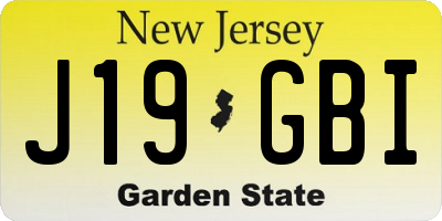 NJ license plate J19GBI