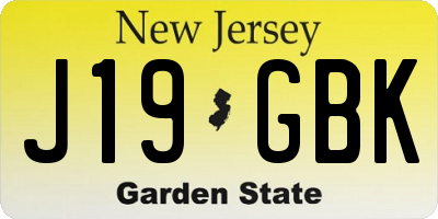 NJ license plate J19GBK