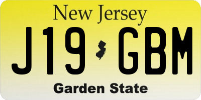 NJ license plate J19GBM