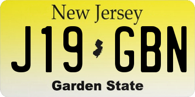 NJ license plate J19GBN