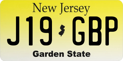 NJ license plate J19GBP