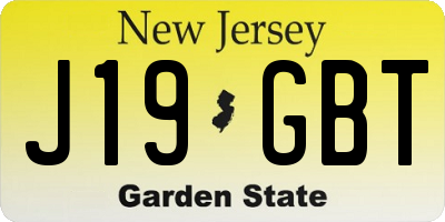 NJ license plate J19GBT