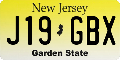 NJ license plate J19GBX