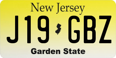 NJ license plate J19GBZ
