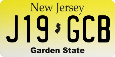 NJ license plate J19GCB