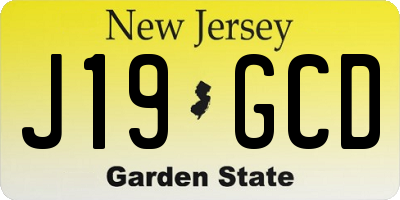 NJ license plate J19GCD