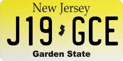 NJ license plate J19GCE