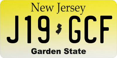 NJ license plate J19GCF