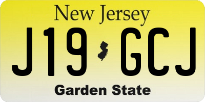 NJ license plate J19GCJ