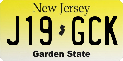 NJ license plate J19GCK