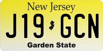NJ license plate J19GCN
