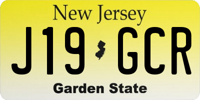 NJ license plate J19GCR