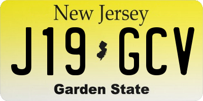 NJ license plate J19GCV