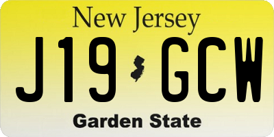 NJ license plate J19GCW
