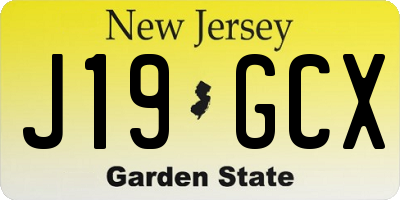 NJ license plate J19GCX