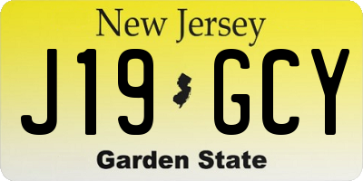 NJ license plate J19GCY