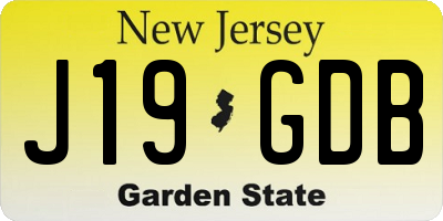 NJ license plate J19GDB