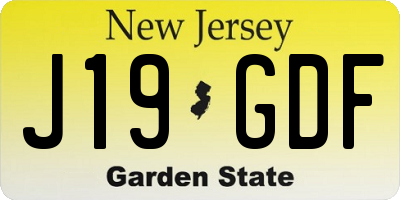 NJ license plate J19GDF