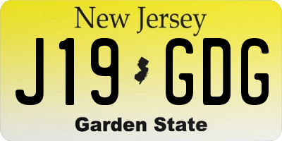 NJ license plate J19GDG