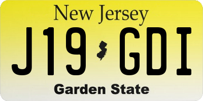 NJ license plate J19GDI