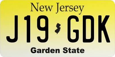NJ license plate J19GDK