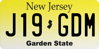 NJ license plate J19GDM