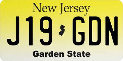NJ license plate J19GDN