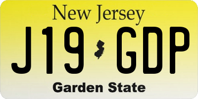 NJ license plate J19GDP
