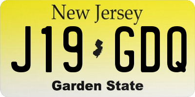 NJ license plate J19GDQ