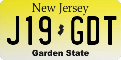 NJ license plate J19GDT