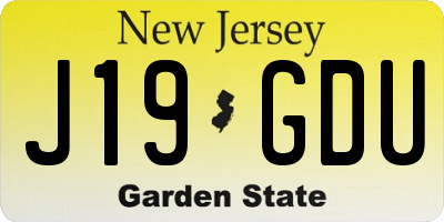 NJ license plate J19GDU