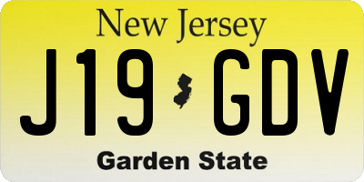 NJ license plate J19GDV