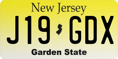 NJ license plate J19GDX