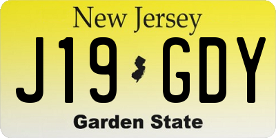 NJ license plate J19GDY