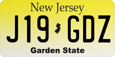 NJ license plate J19GDZ