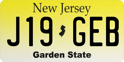 NJ license plate J19GEB