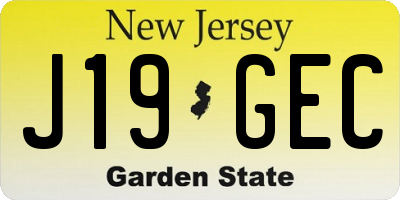 NJ license plate J19GEC