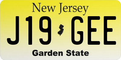 NJ license plate J19GEE