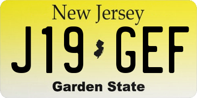 NJ license plate J19GEF
