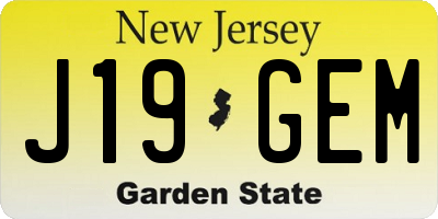NJ license plate J19GEM