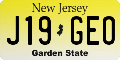 NJ license plate J19GEO