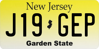 NJ license plate J19GEP